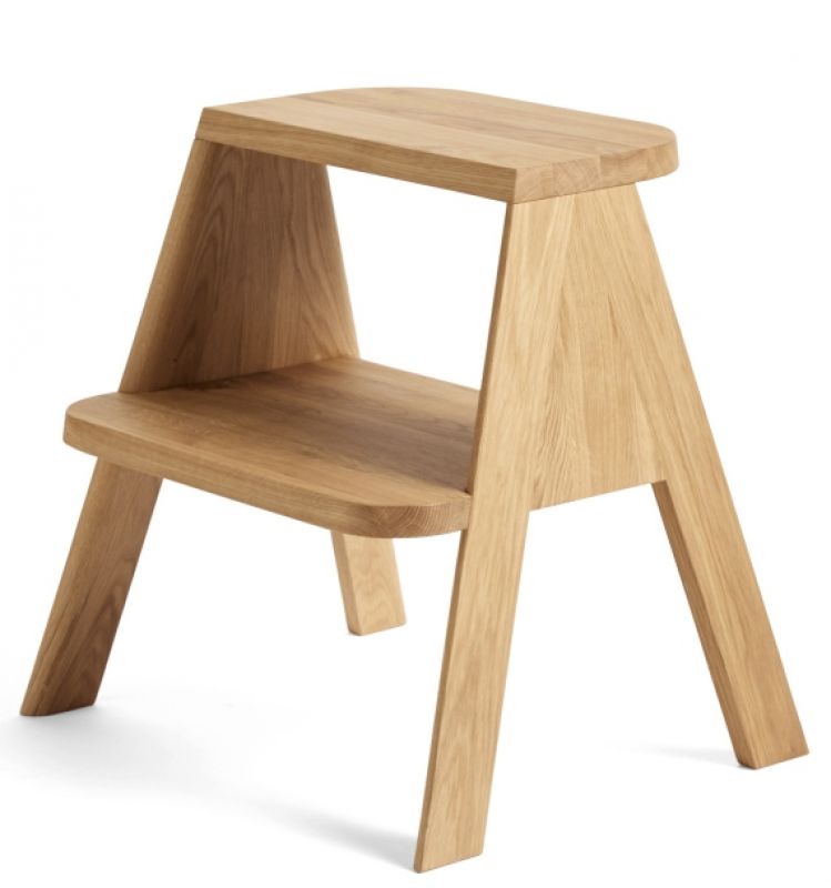 Butler Hocker von Hay aus hellem Eichenholz, moderner Tritthocker für Küche und Haushalt.